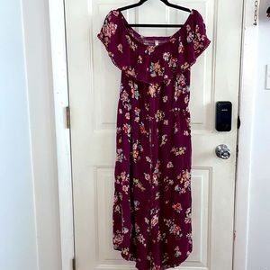 Maroon Floral Jumpsuit XL